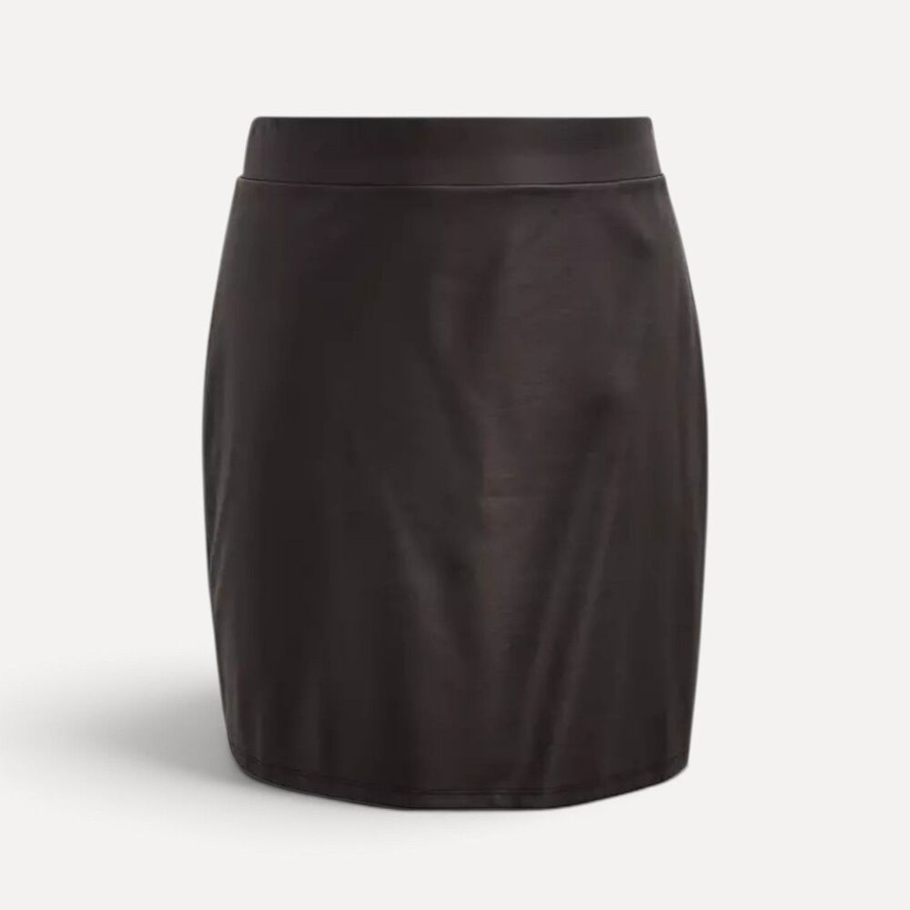 Torrid Studio Luxe 1X Black Ponte Faux Leather Mini Skirt High Waist Plus
